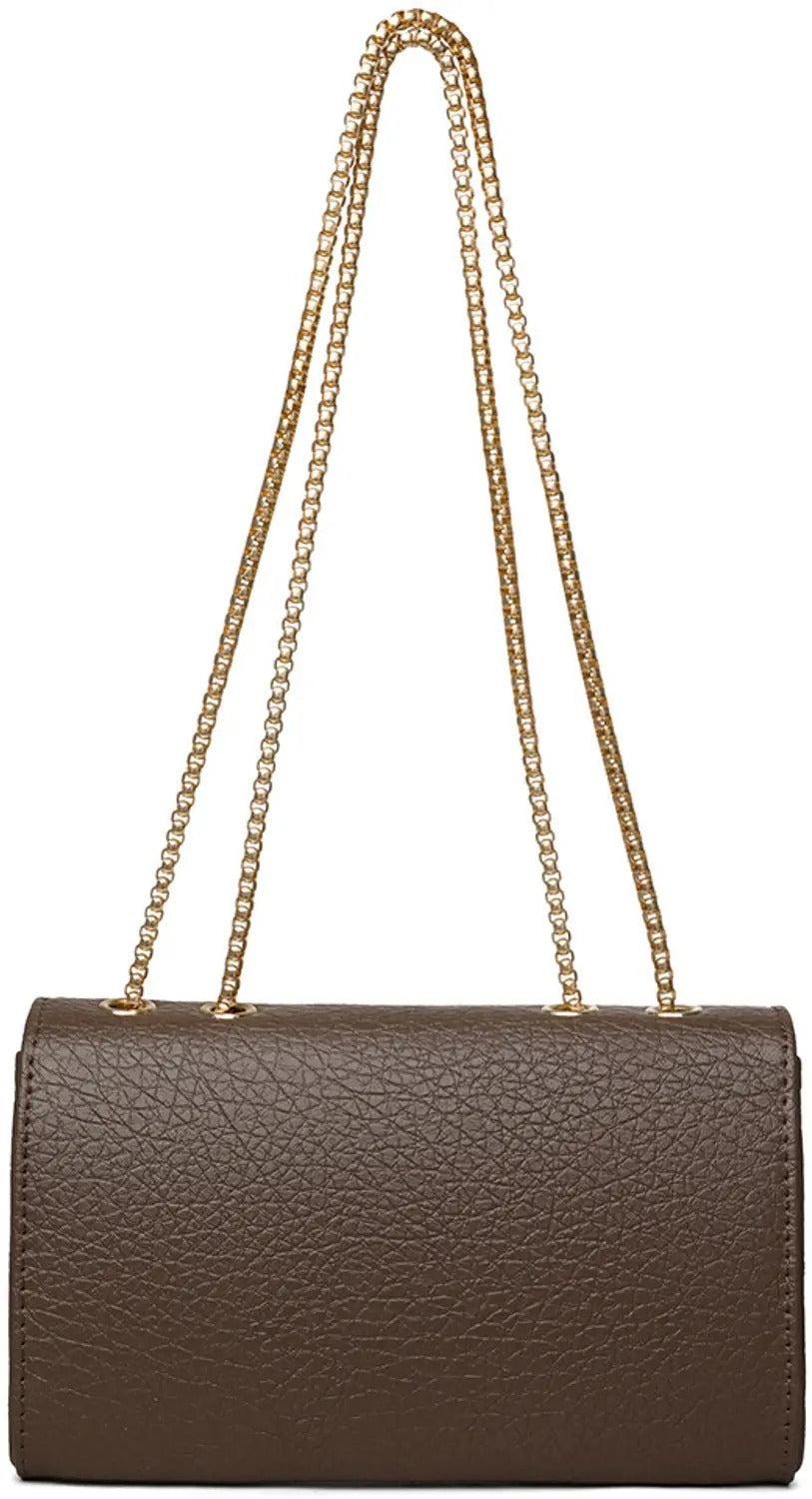 Vintage Brown Chain Sling Bag — Classic Mini Shoulder Purse