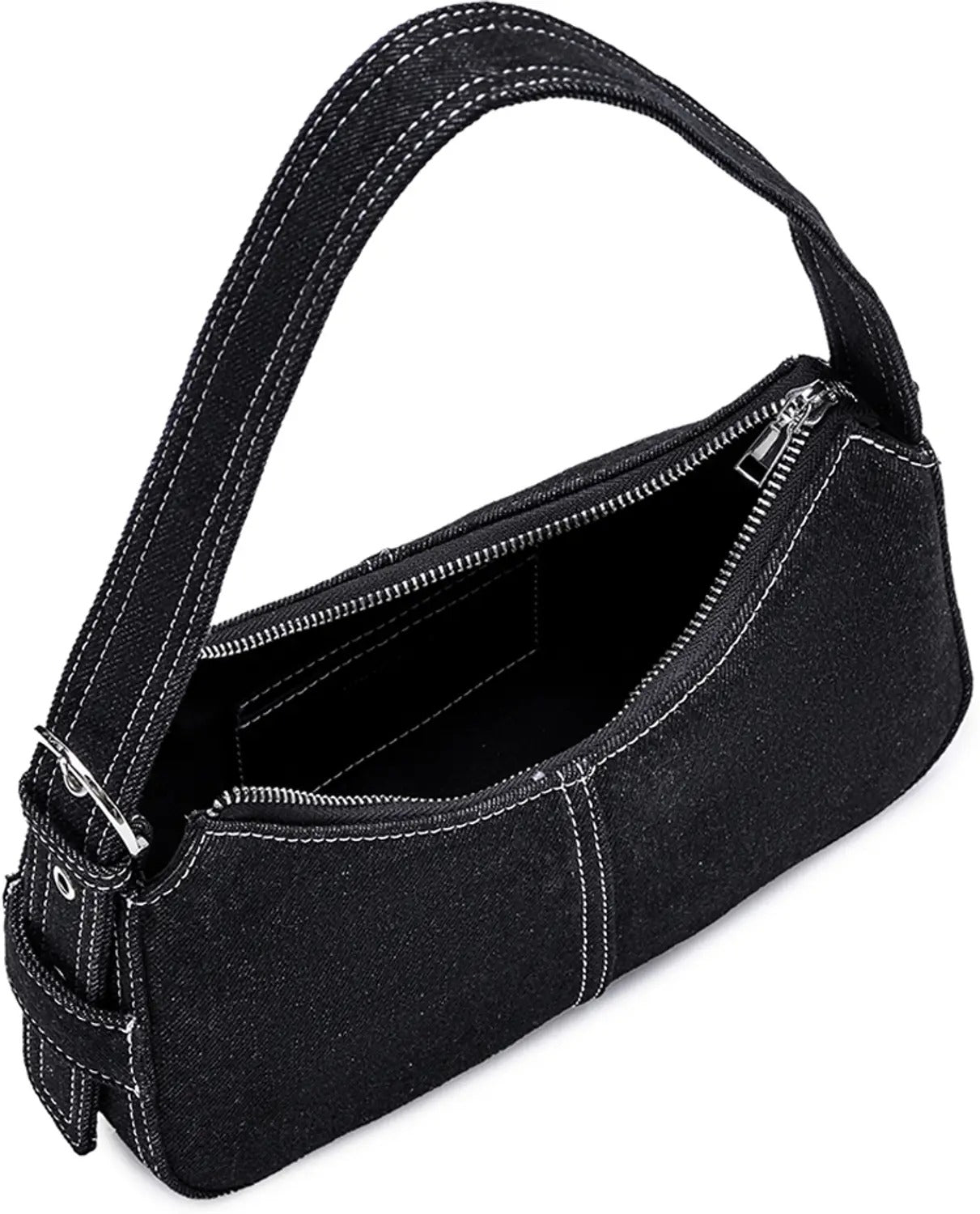 Black Denim Chain Shoulder Bag — Chic Everyday Statement Purse