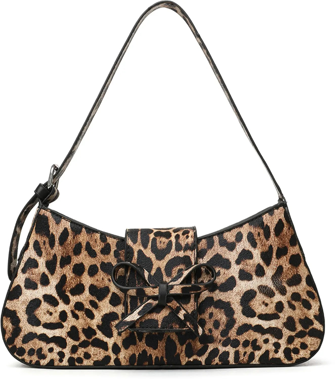 Leopard Print Bow Shoulder Bag — Trendy Gen-Z Statement Purse