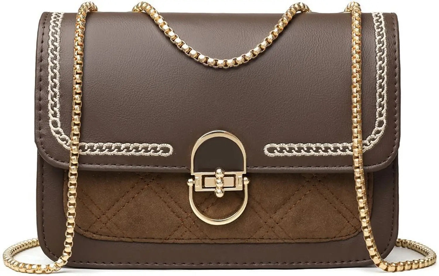 Chocolate Brown Chain Sling Bag — Elegant Mini Shoulder Purse